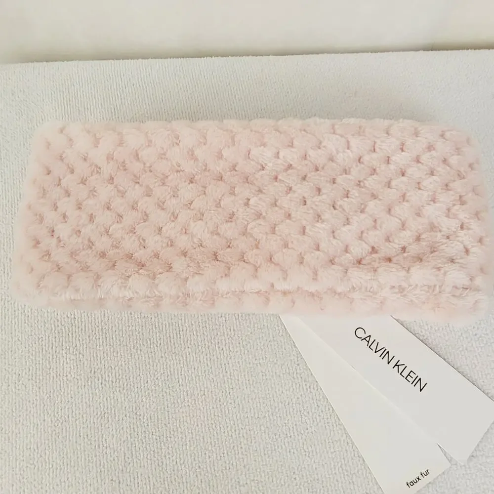 New Calvin Klein pink faux fur headband ear cover